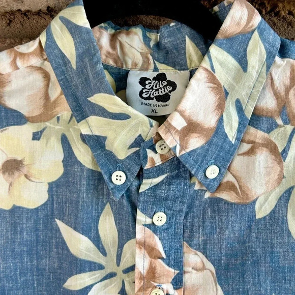 Hilo Hattie Vintage Hawaiian Reverse Floral Print Popover Cotton Shirt Size XL - Picture 1 of 8